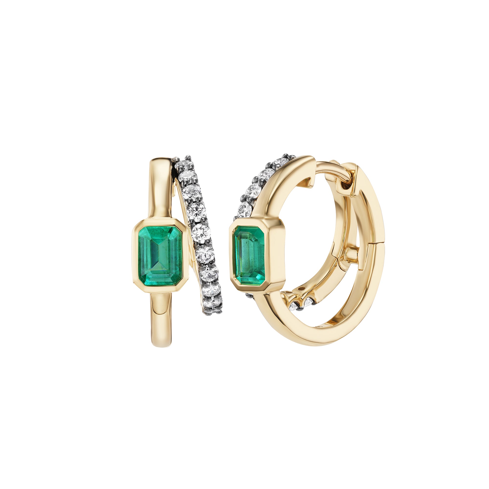 Emerald Cut Double Huggies