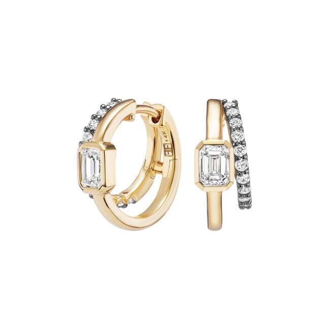 Diamond Double Huggie Earrings
