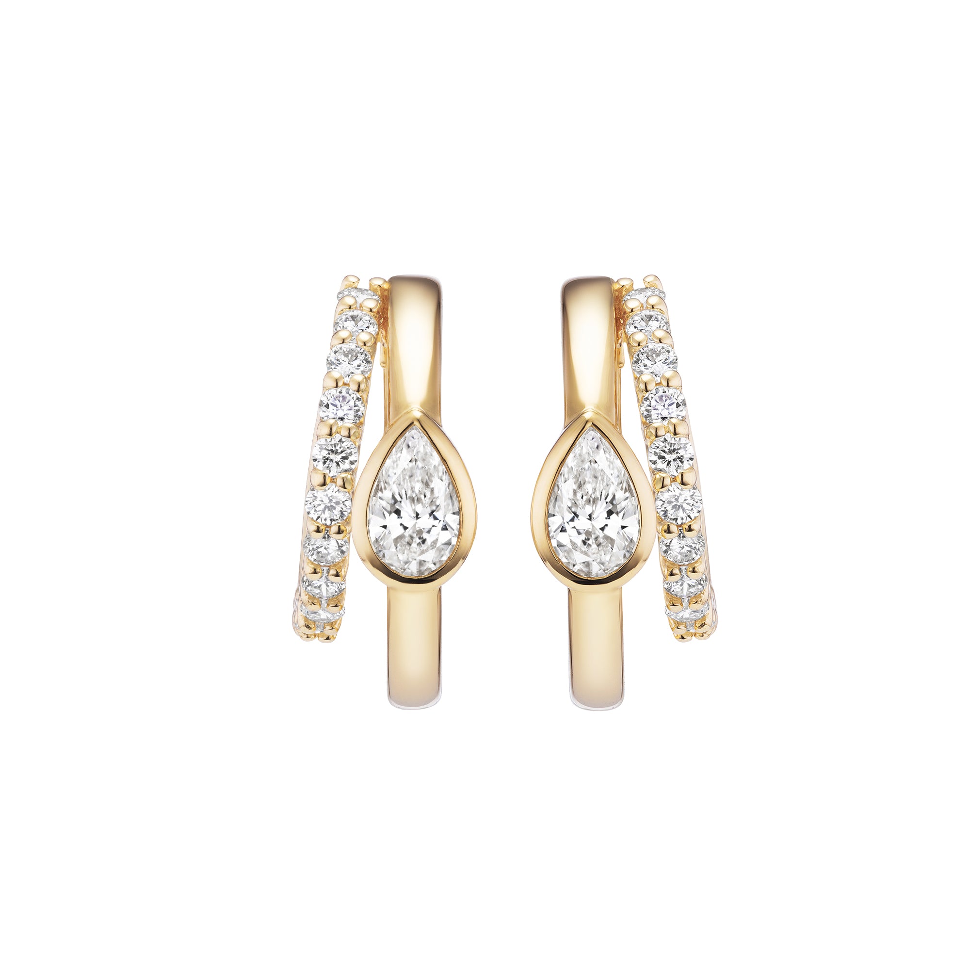 Pear Diamond Double Huggies