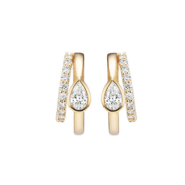 Pear Diamond Double Huggies