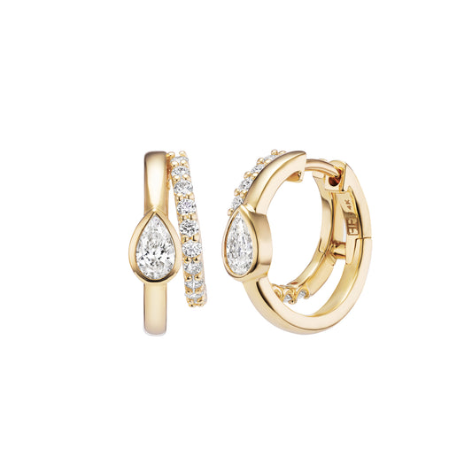 Pear Diamond Double Huggies