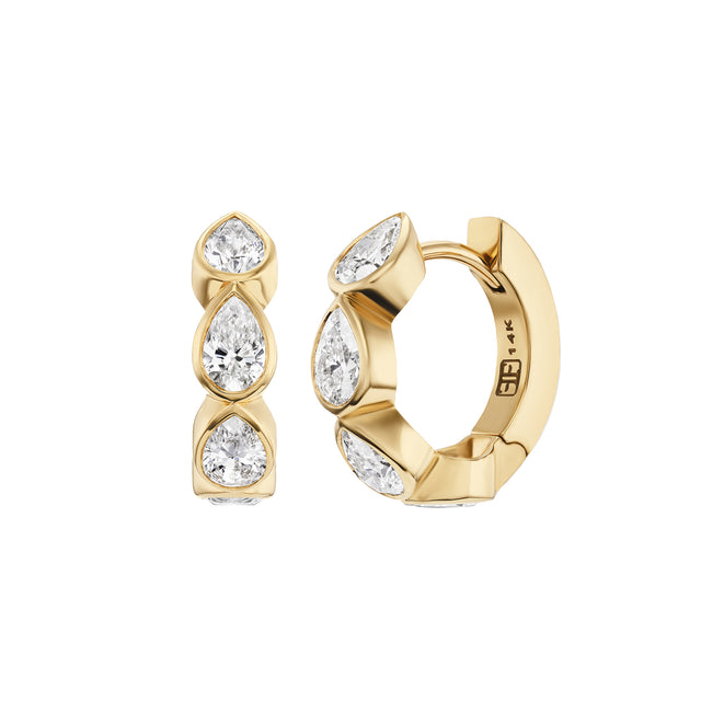 Pear Diamond Bezel Huggies