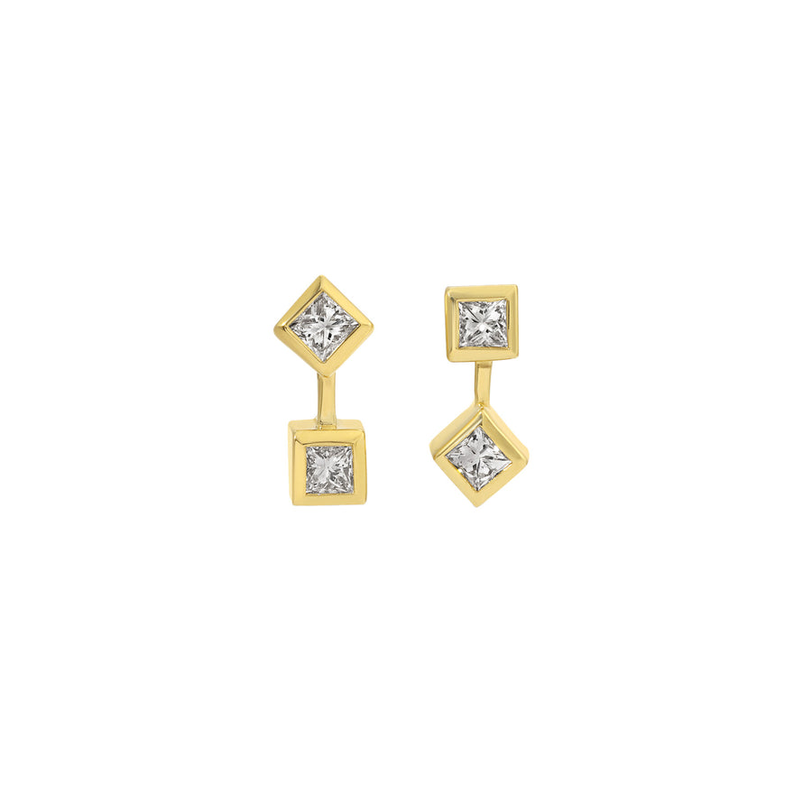 Nancy Newberg Two Princess Diamond Earrings - Earrings - Broken English Jewelry front view