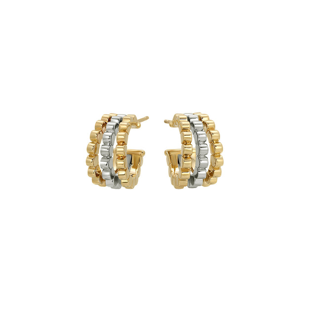 Nancy Newberg 3 Row Baby Daisy Hoops - Earrings - Broken English Jewelry front view