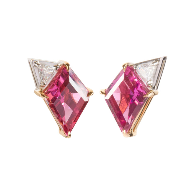 Rubellite Geometric Stud Earrings