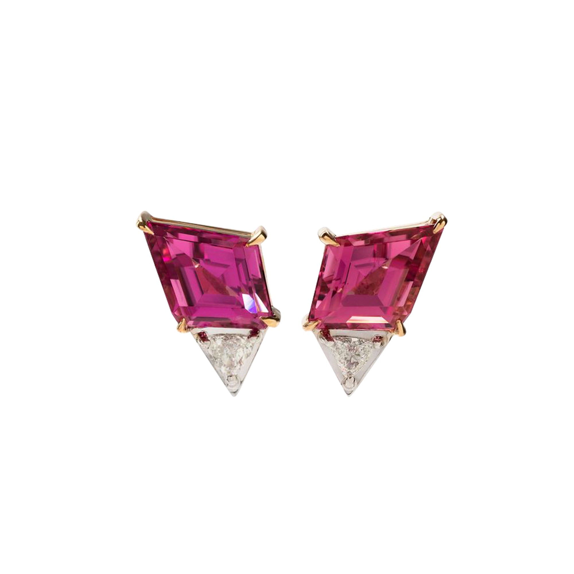 Rubellite Geometric Stud Earrings