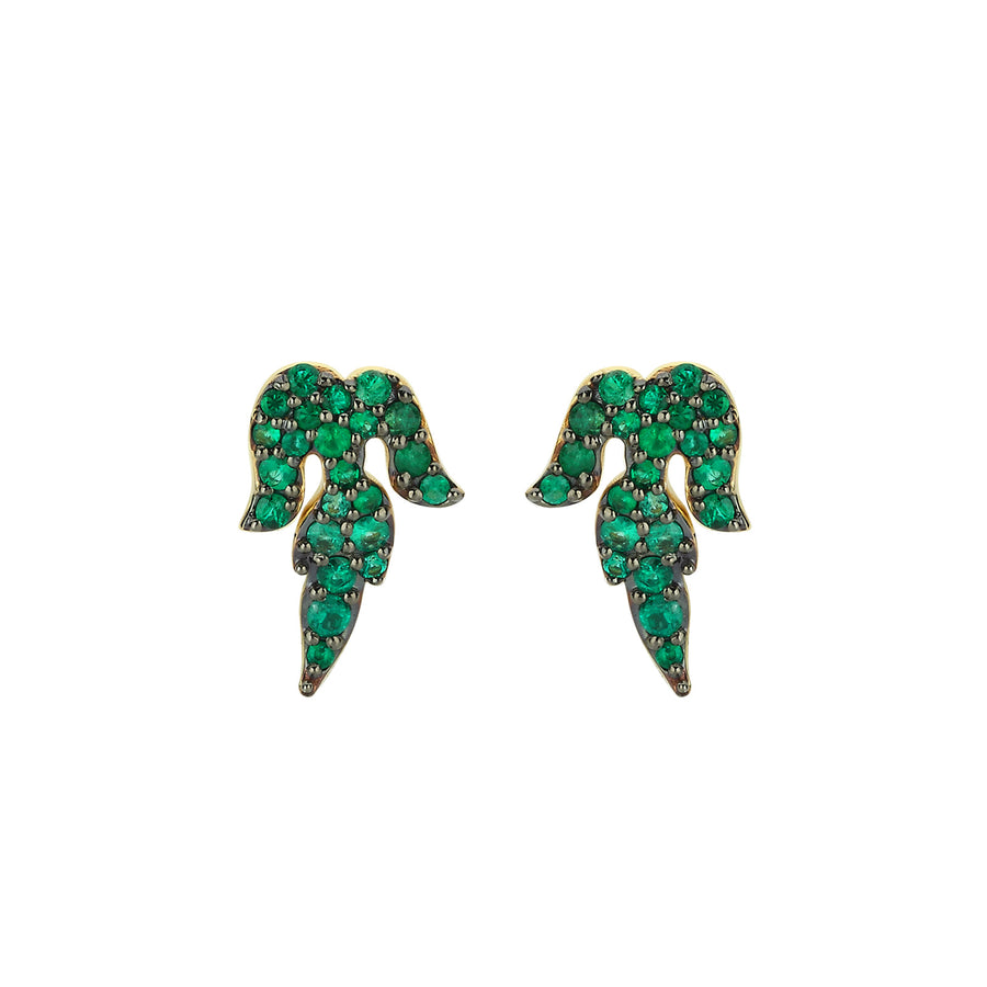 Aida Bergsen Emerald Mono Delonix Studs - Earrings - Broken English Jewelry front view
