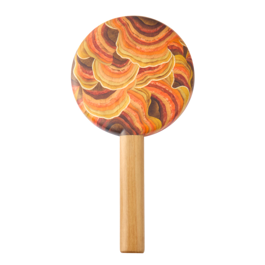 Orange Mushroom Print Marquetry Hand Mirror