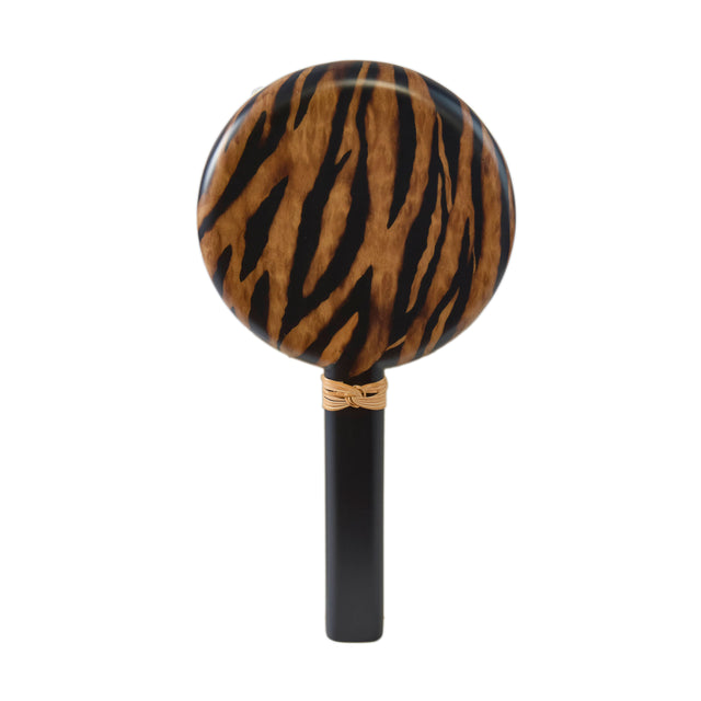 Tiger Motif Marquetry Hand Mirror