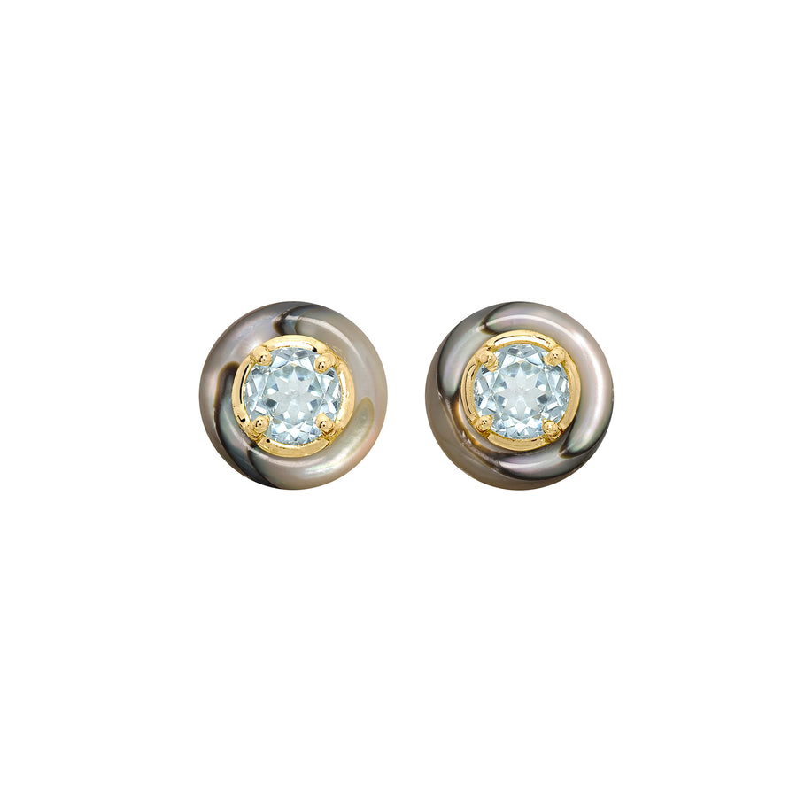 Blue Topaz and Abalone Mediterranean Stud Earrings