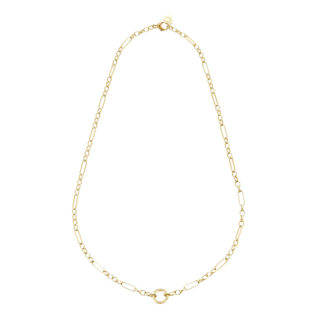 Diamond Disc Figaro Chain Necklace