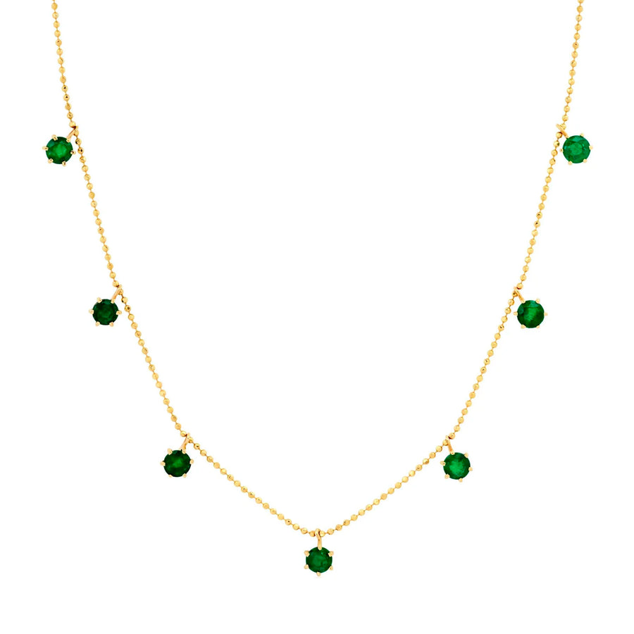 Graziela Small Floating Diamond Necklace - Emerald - Necklaces - Broken English Jewelry, front view