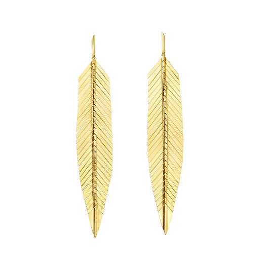Large Feather Drop Earrings - Main Img