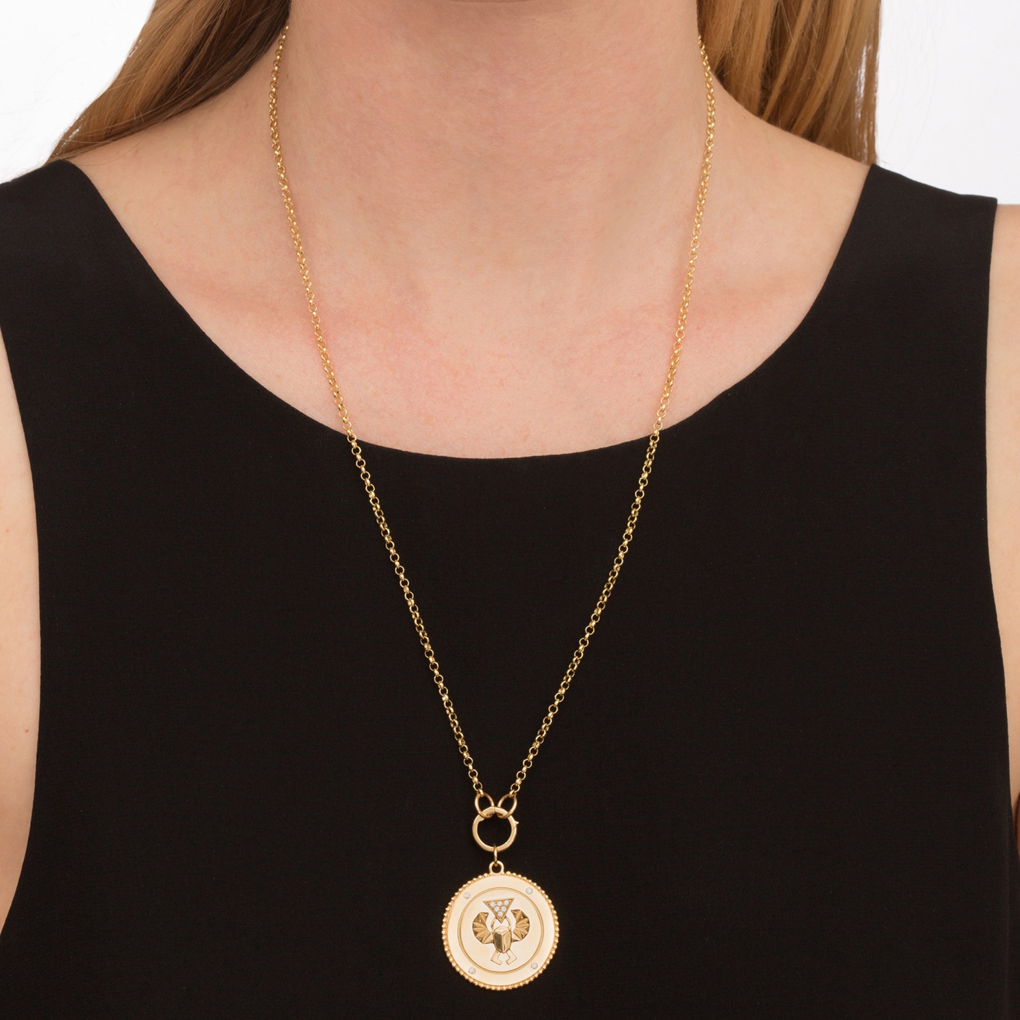 Foundrae Diamond Protection Medallion - Charms & Pendants - Broken English Jewelry on model