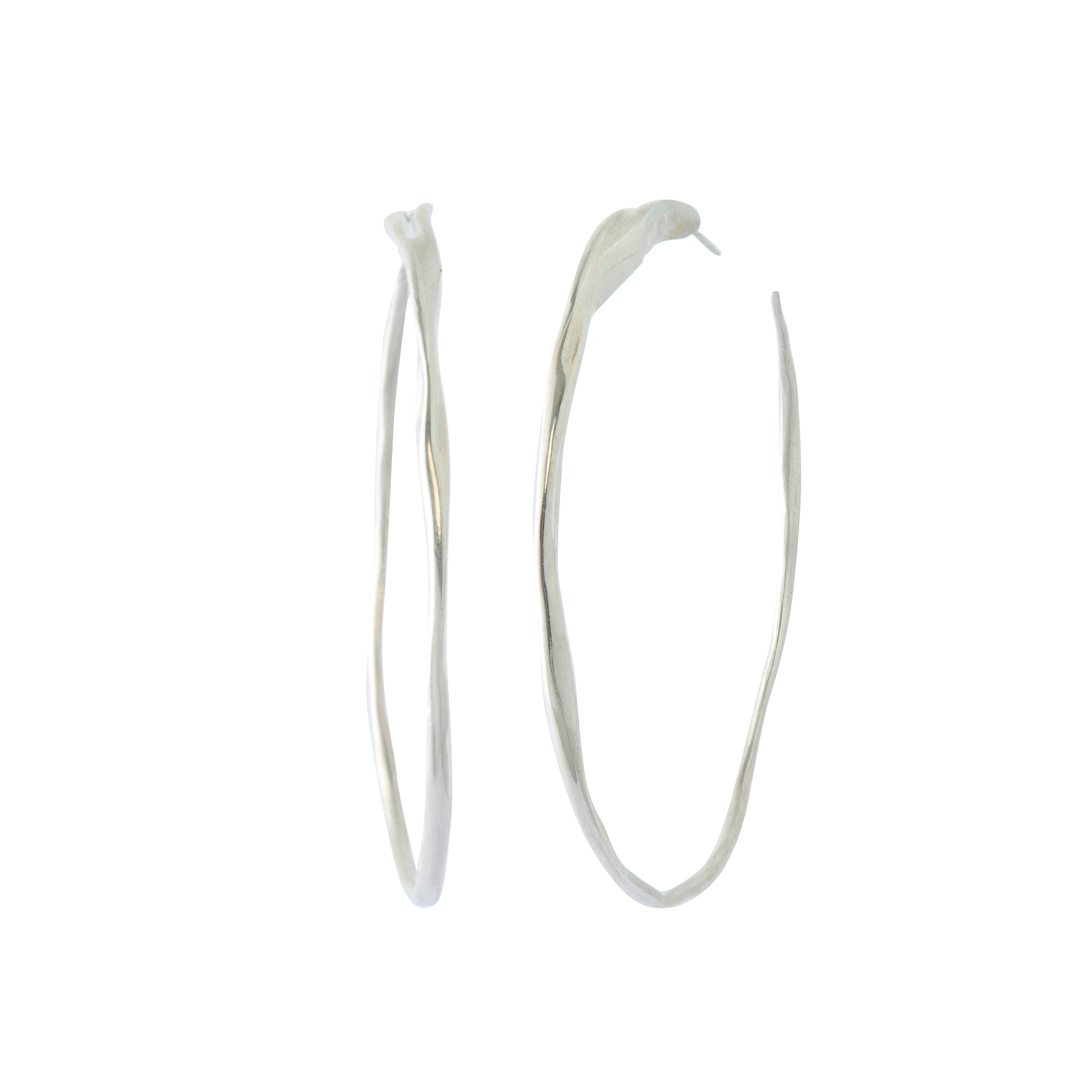 Large Sinew Hoops - Sterling Silver