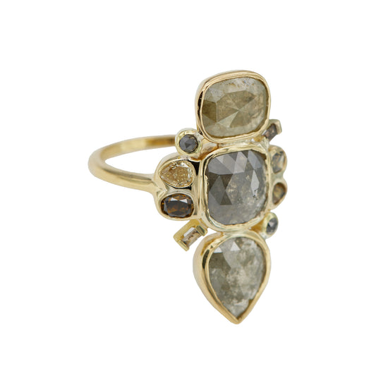 Natural Color Diamond Mixed Shape Galaxy Ring