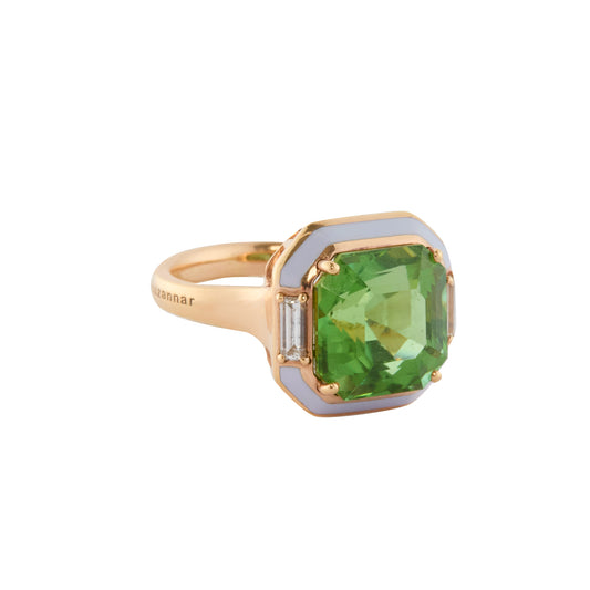 Green Tourmaline and Diamond Gemma Ring