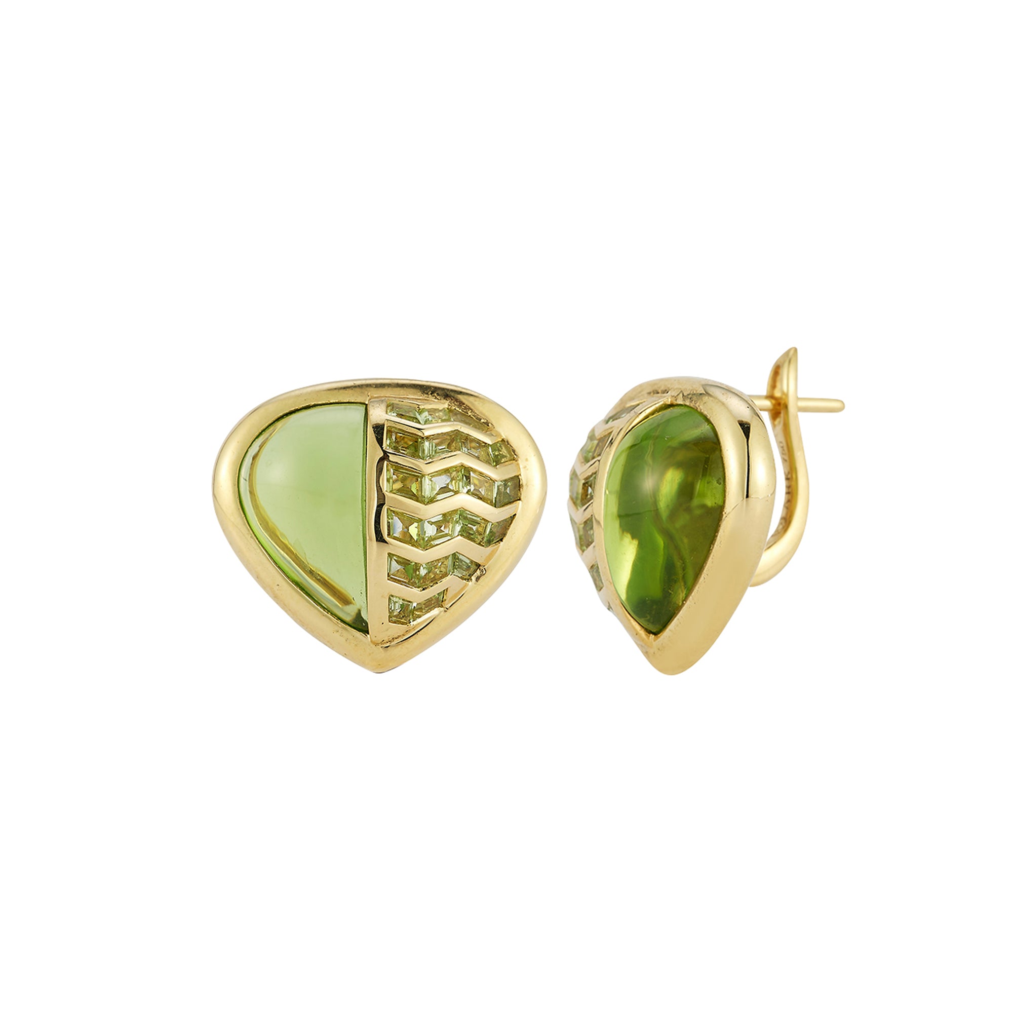 Peridot Cabochon Button Earrings