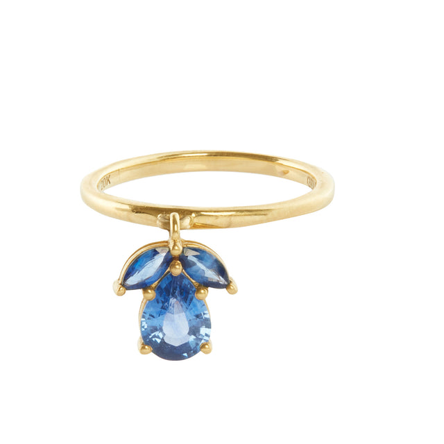 Gerald & I Blue Sapphire Charm Ring - Rings - Broken English Jewelry front view