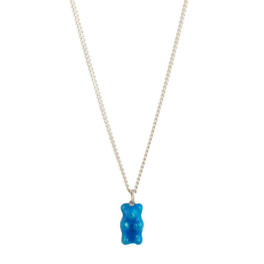 Maggoosh Mini Gummy Pendant Necklace - Neon Blue - Necklaces - Broken English Jewelry, front view