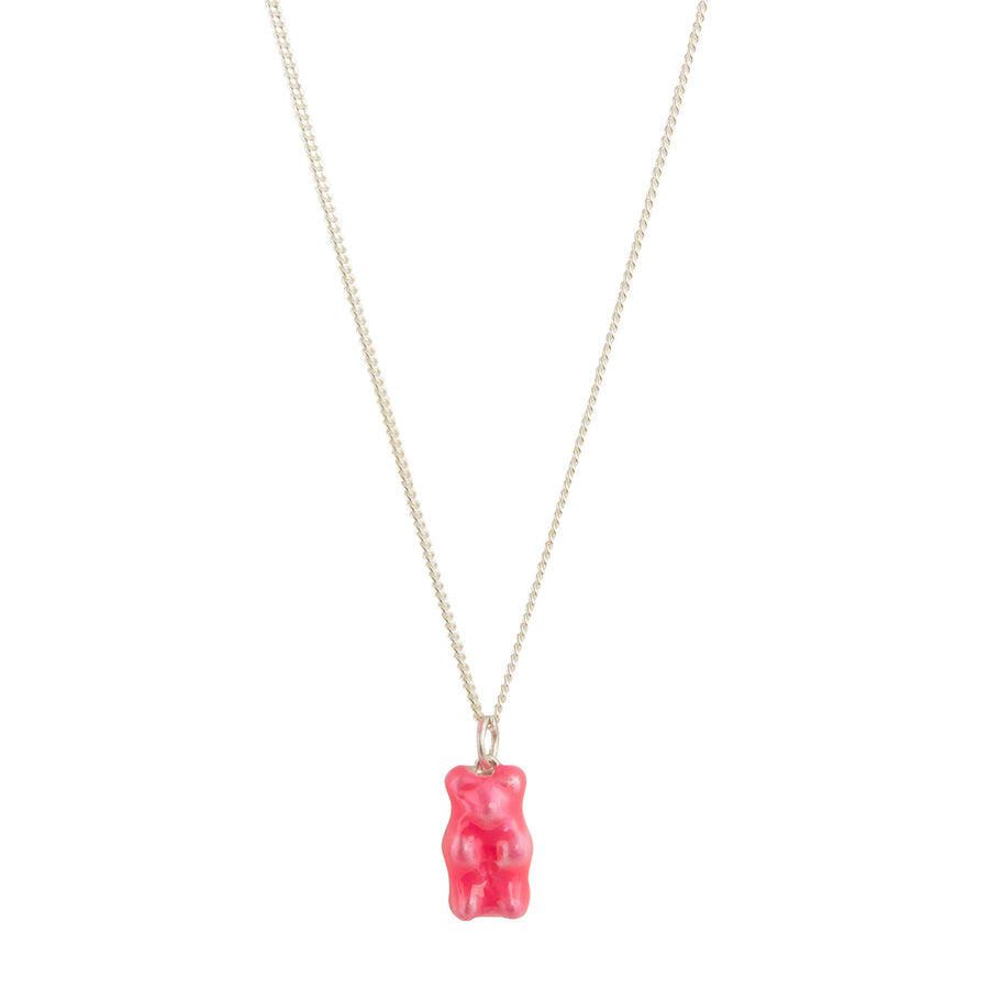 Maggoosh Mini Gummy Pendant Necklace - Neon Pink - Necklaces - Broken English Jewelry front view