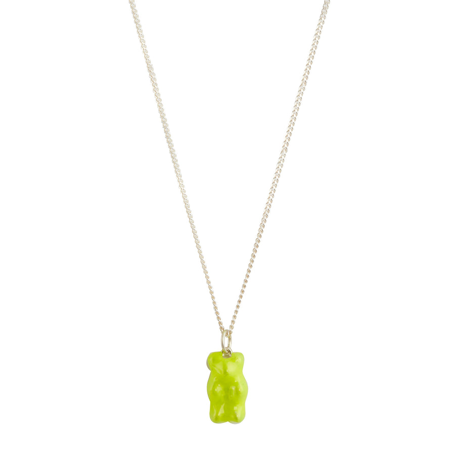 Maggoosh Mini Gummy Pendant Necklace - Neon Yellow - Necklaces - Broken English Jewelry front view