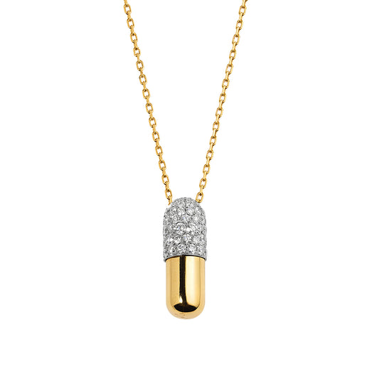 Large Pill Pendant Diamond Necklace - Main Img