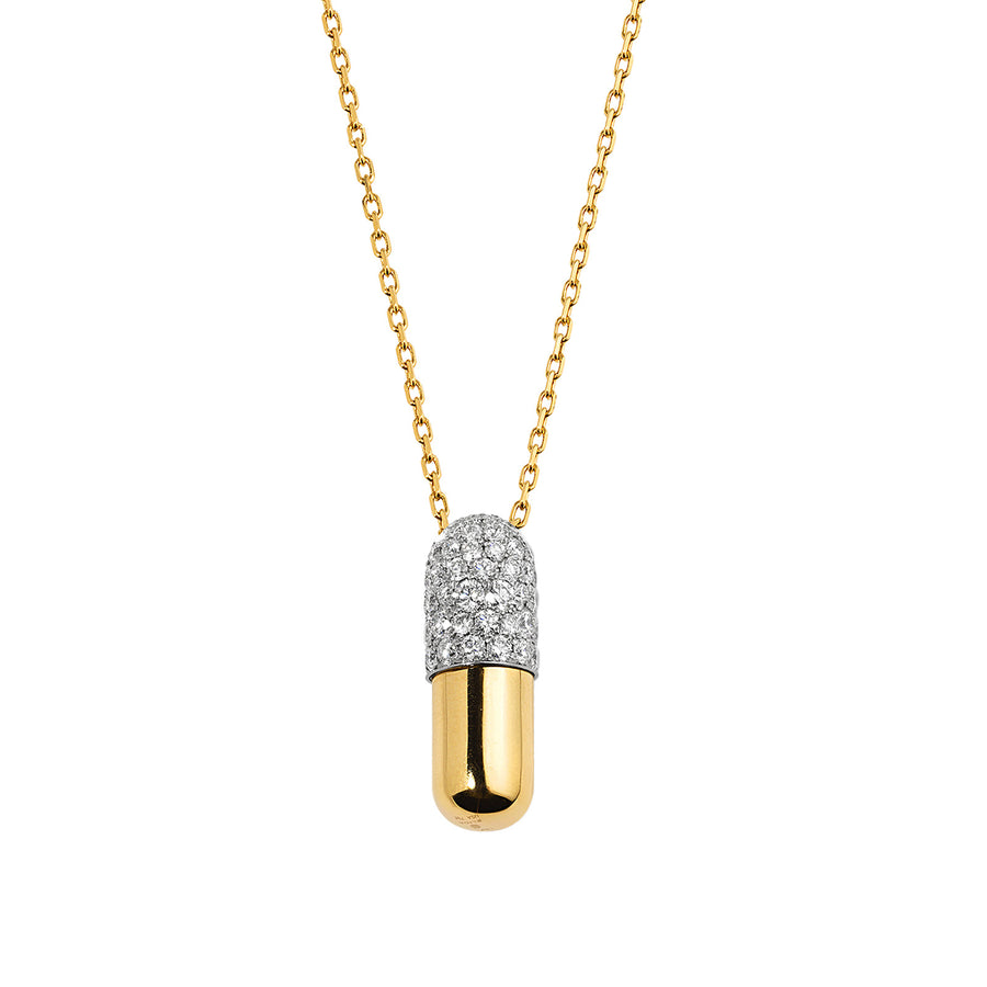 Elior Large Pill Pendant Diamond Necklace - Necklaces - Broken English Jewelry front view