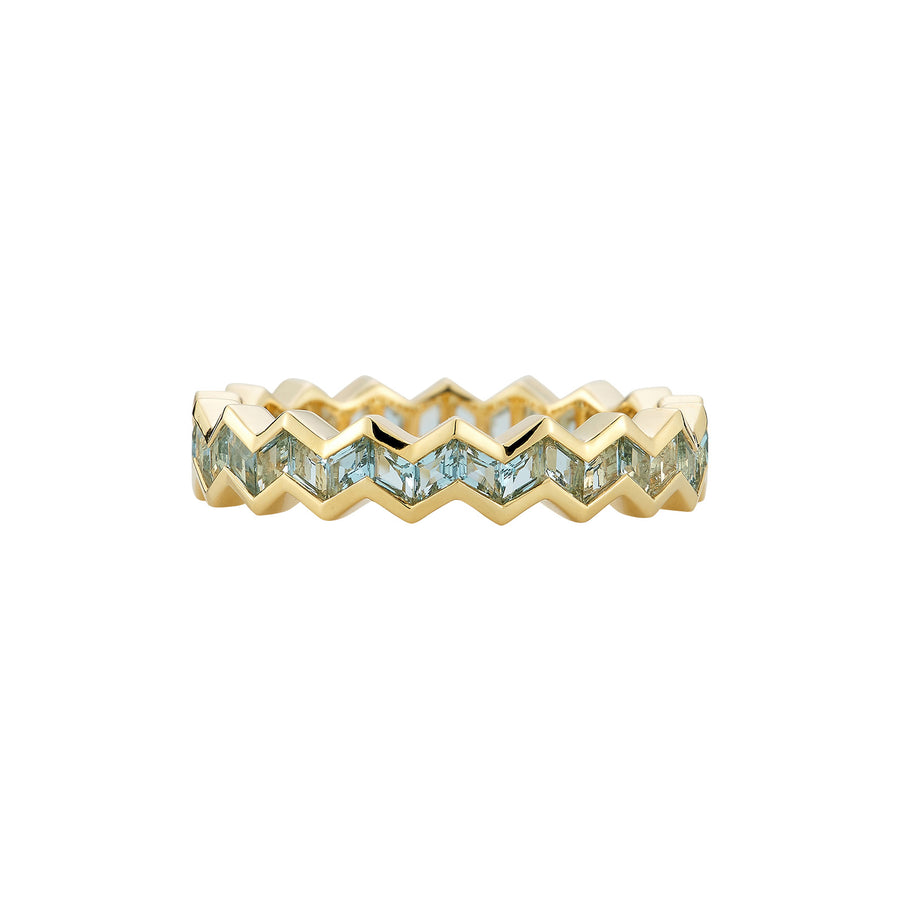 Ark Vibrations Eternity Stacking Ring - Aquamarine - Rings - Broken English Jewelry front view