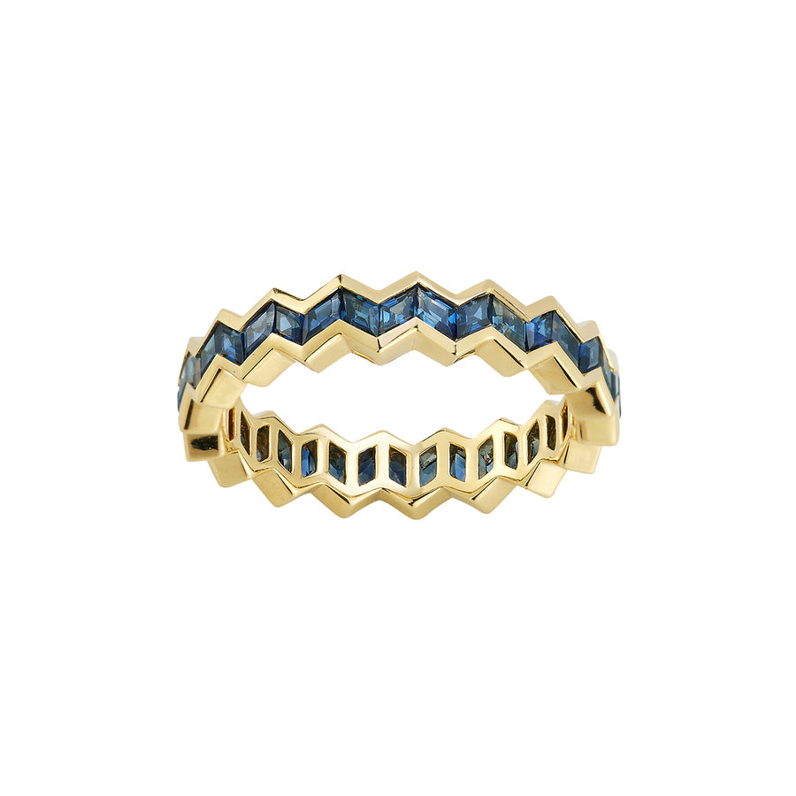 Ark Vibrations Eternity Stacking Ring - Blue Sapphire - Rings - Broken English Jewelry, front angled view