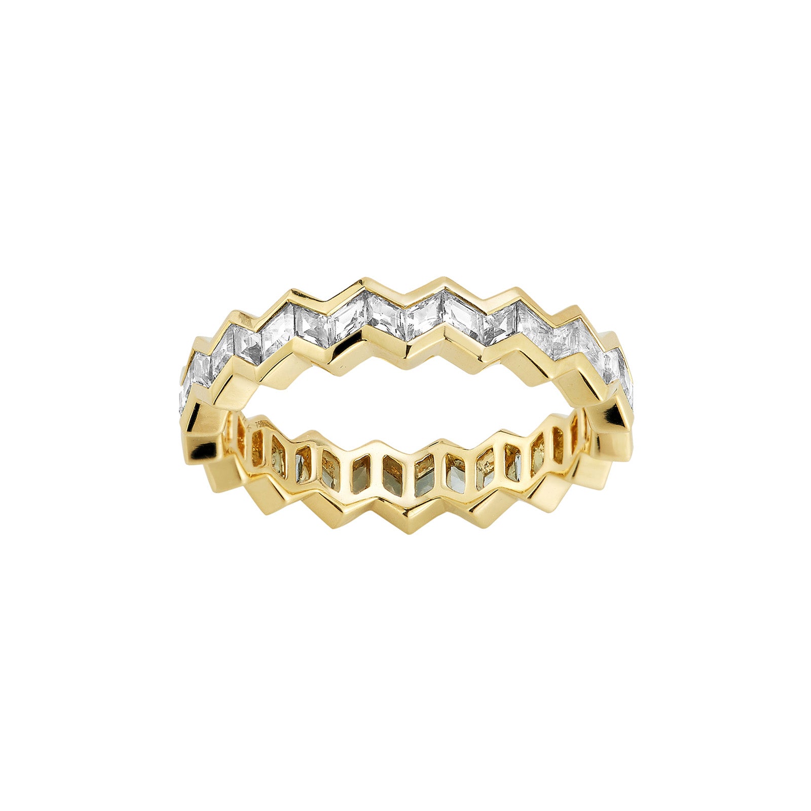 Ark Vibrations Eternity Stacking Ring - Diamond - Rings - Broken English Jewelry, front angled view