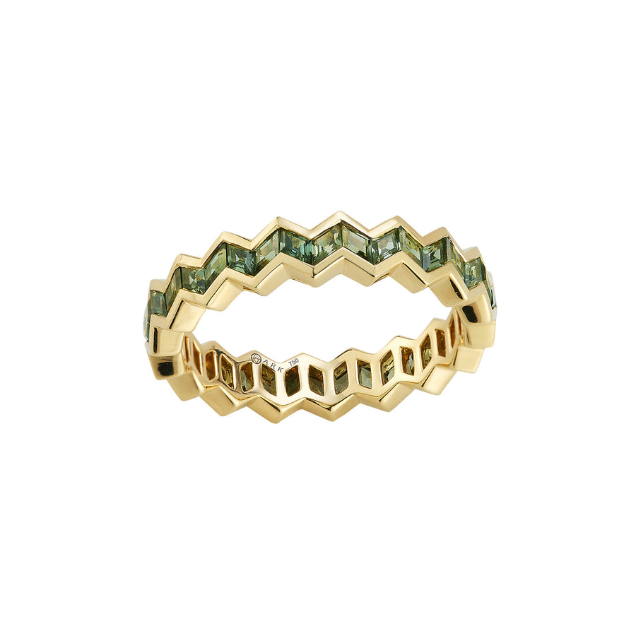 Ark Vibrations Eternity Stacking Ring - Green Sapphire - Rings - Broken English Jewelry, front angled view