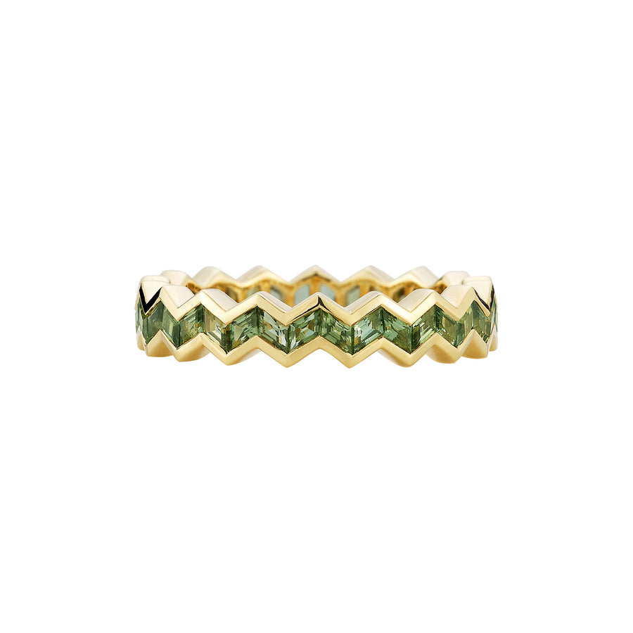 Ark Vibrations Eternity Stacking Ring - Green Sapphire - Rings - Broken English Jewelry, front view