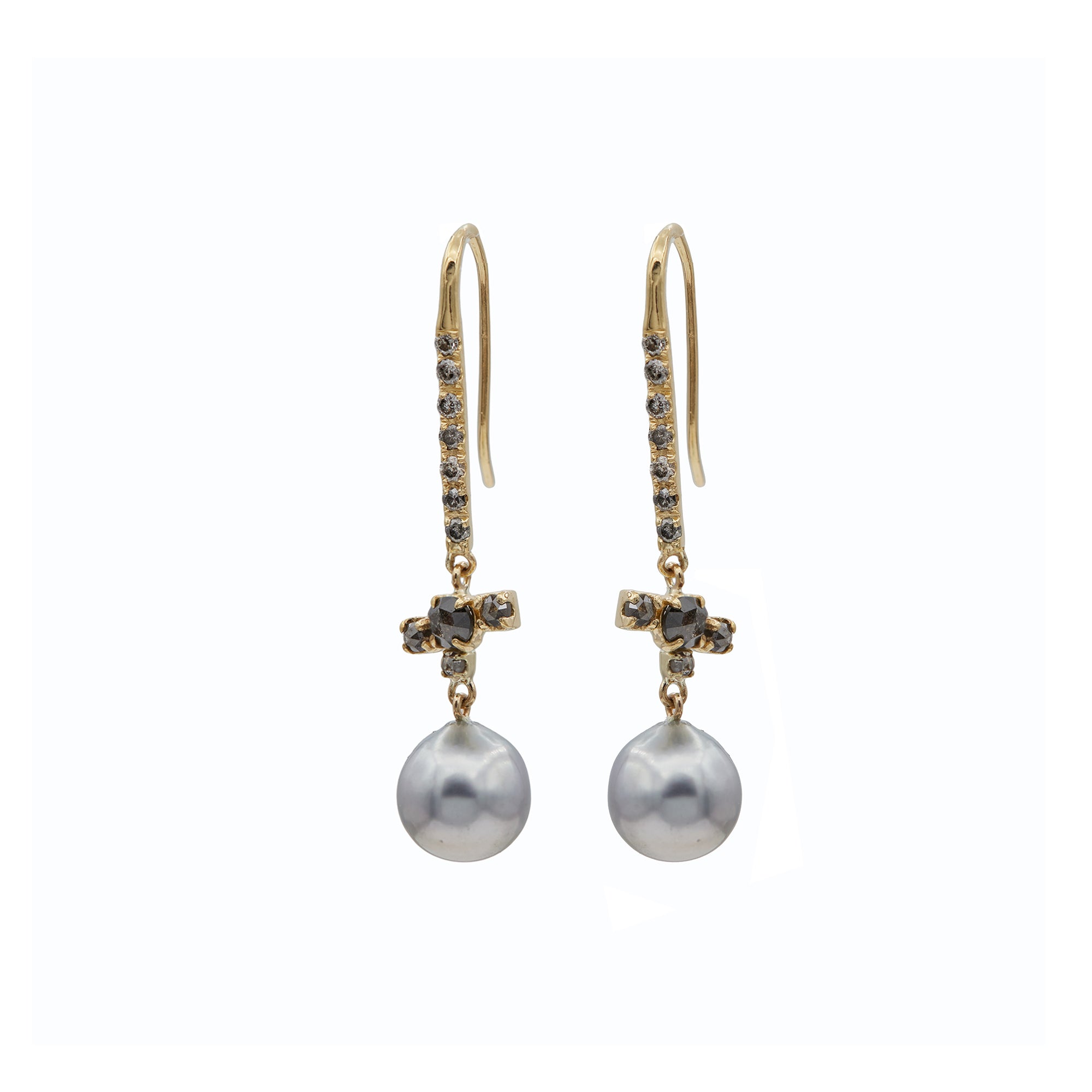Xiao Wang - Gray Diamond and Tahitian Pearl Galaxy Earrings