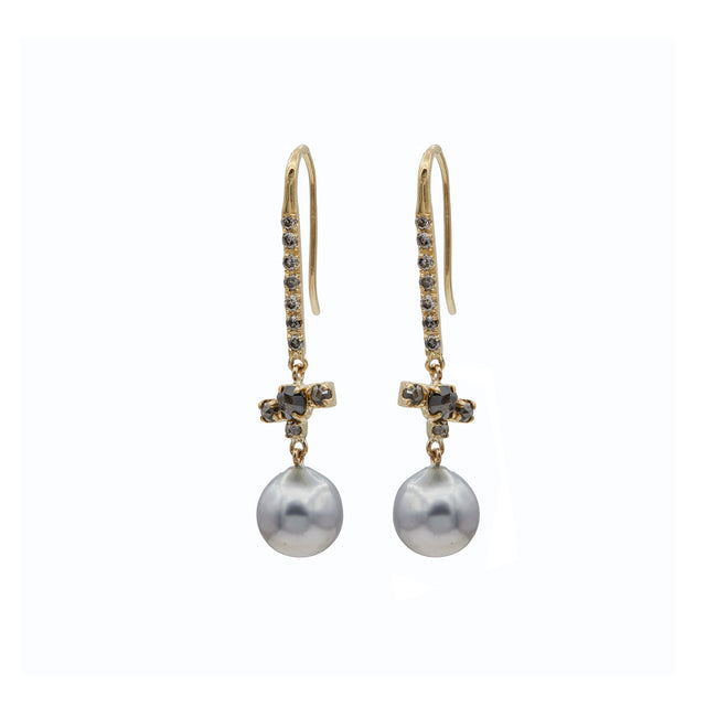 Xiao Wang - Gray Diamond and Tahitian Pearl Galaxy Earrings