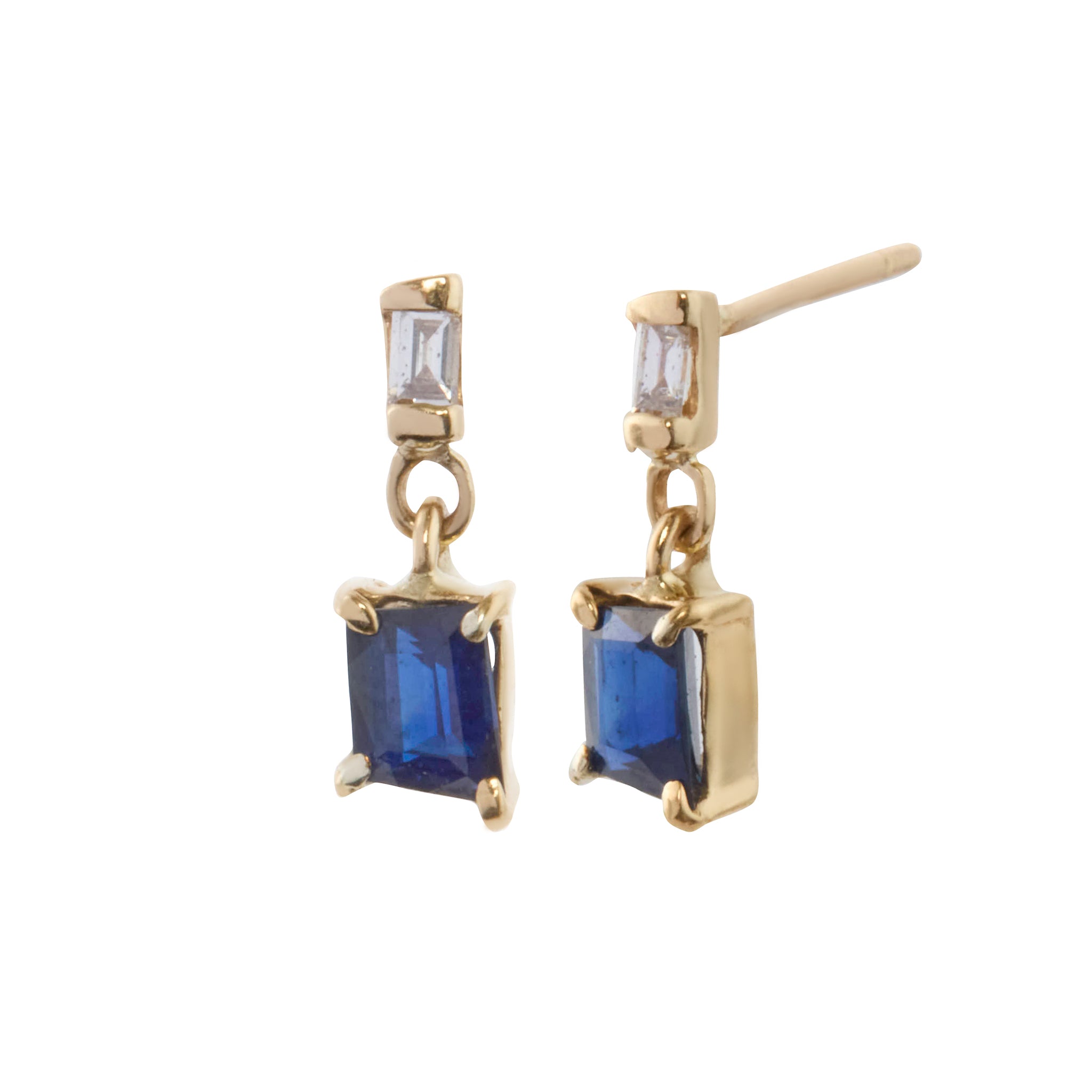 Baguette Diamond and Sapphire Mixed Shaped Galaxy Earrings