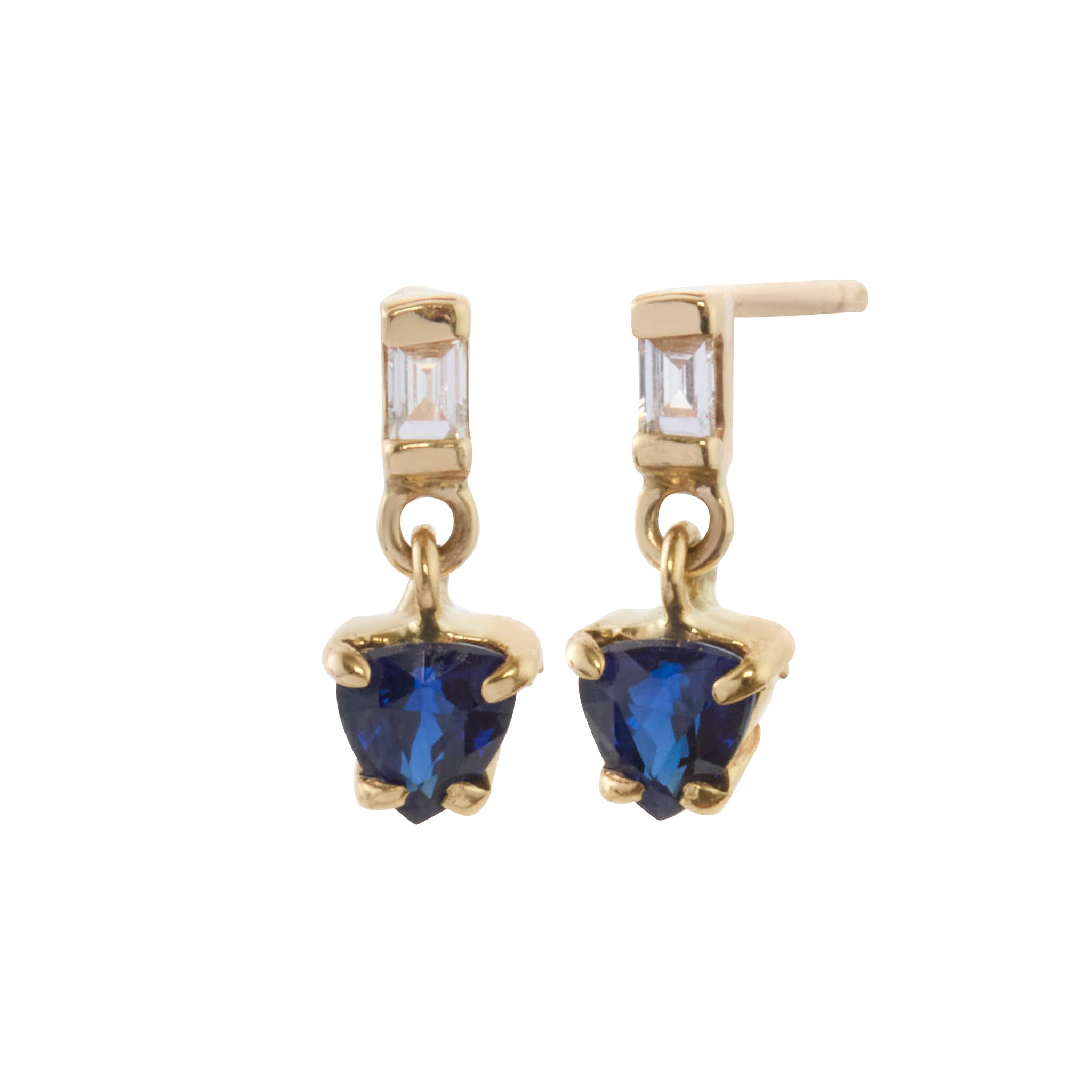Baguette Diamond and Sapphire Kite and Trigon Galaxy Earrings