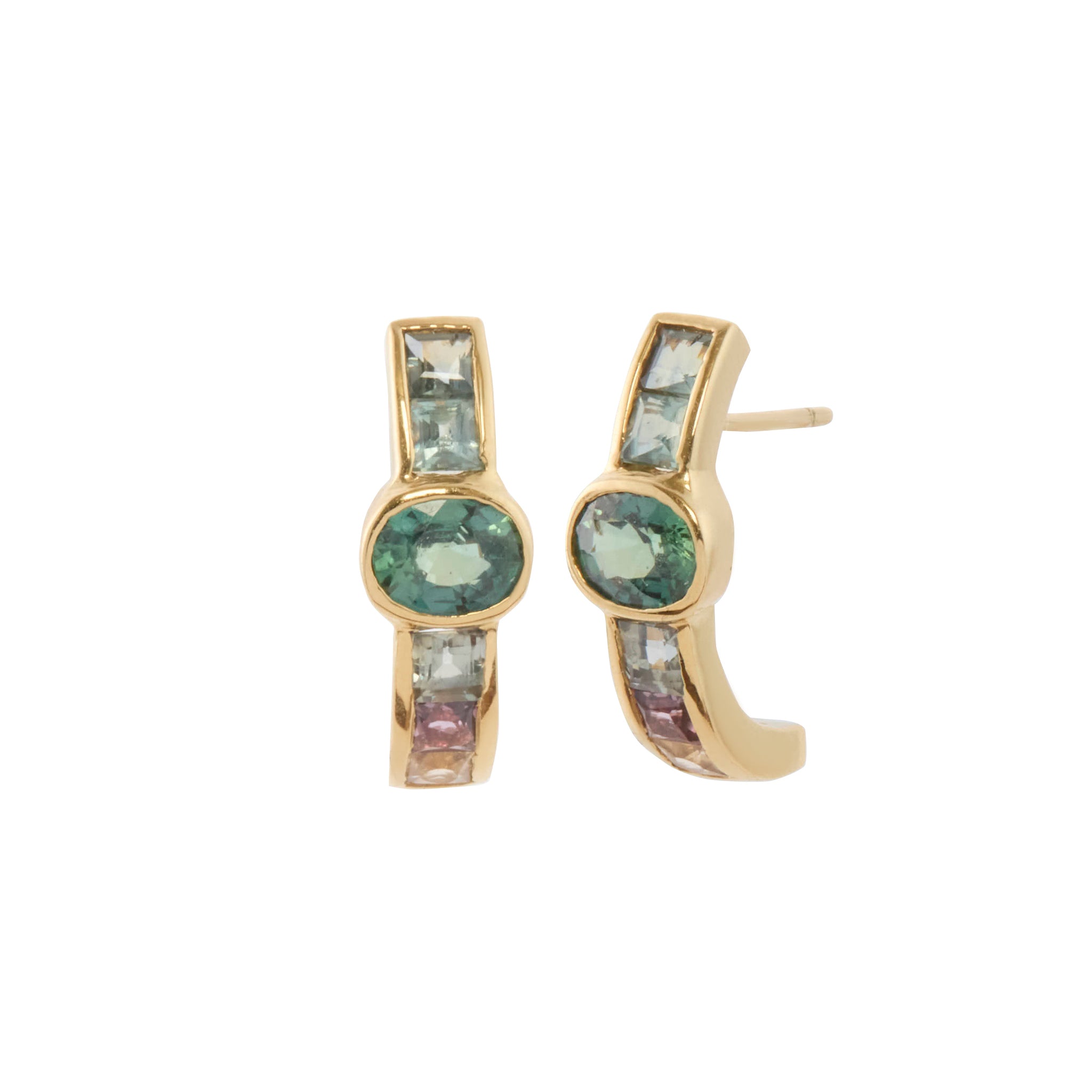 Multi Color Sapphire Galaxy Hook Earrings