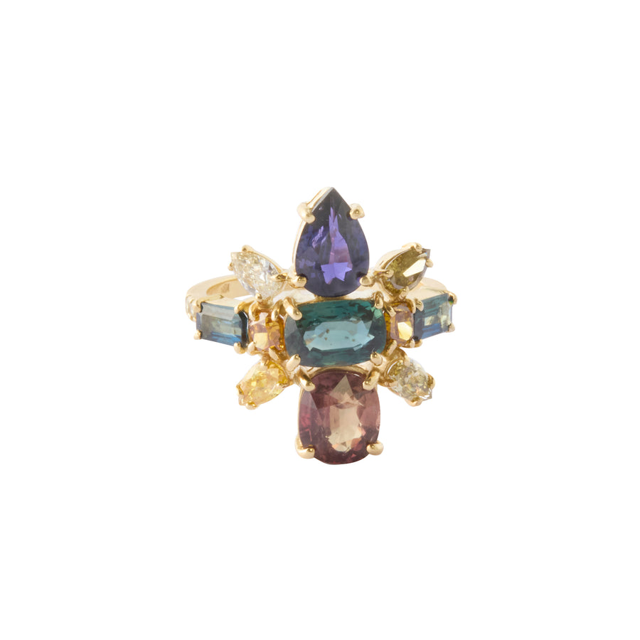 Galaxy Ring - Multi Color Sapphire and Natural Color Diamond