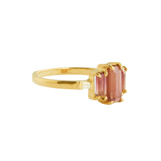 One-Of-A-Kind Three Stone Pink Galaxy Ring