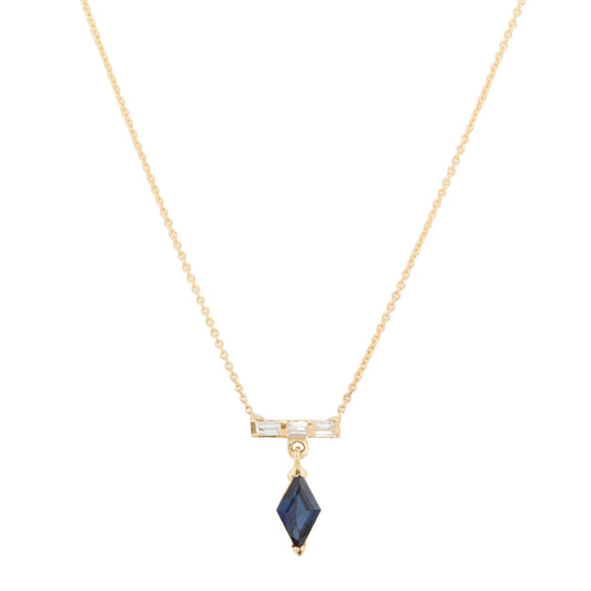 Blue Sapphire and Baguette Diamond Kite Galaxy Necklace - Main Img