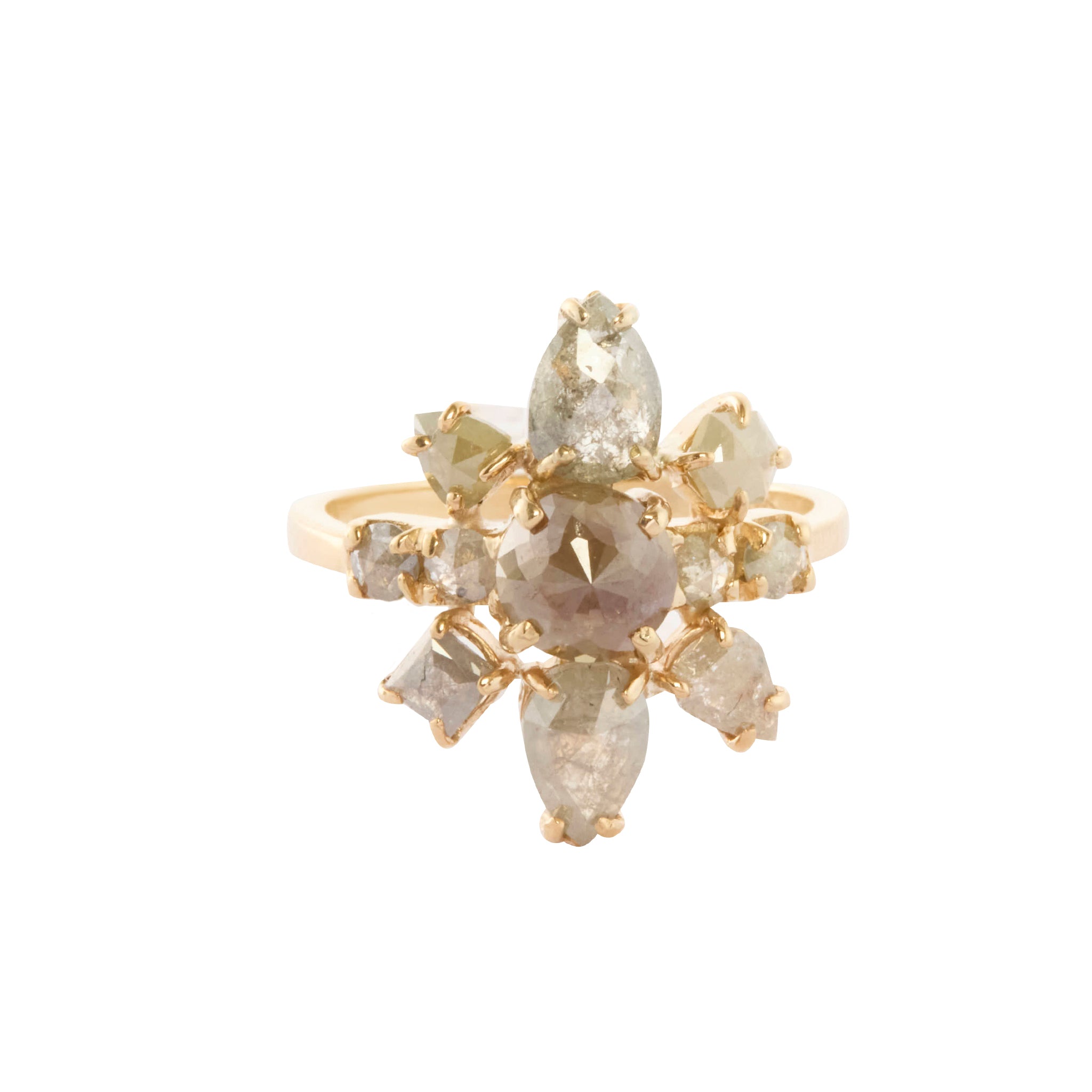 Rose Cut Diamond Lunar Eclipse Galaxy Ring