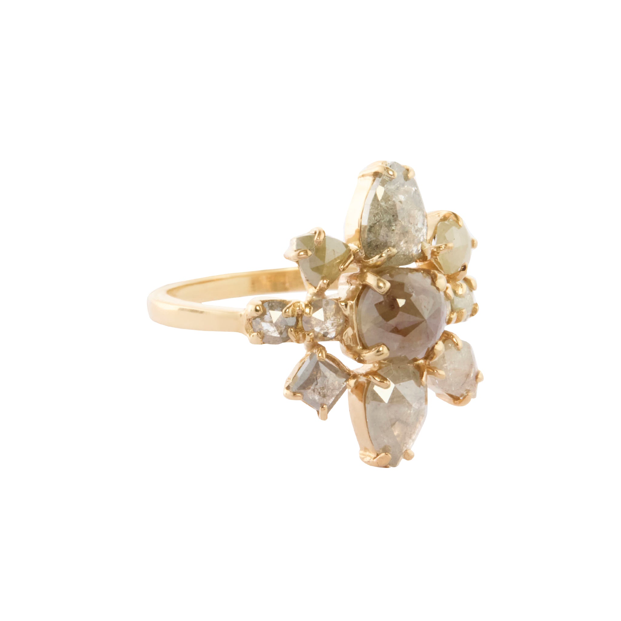 Rose Cut Diamond Lunar Eclipse Galaxy Ring