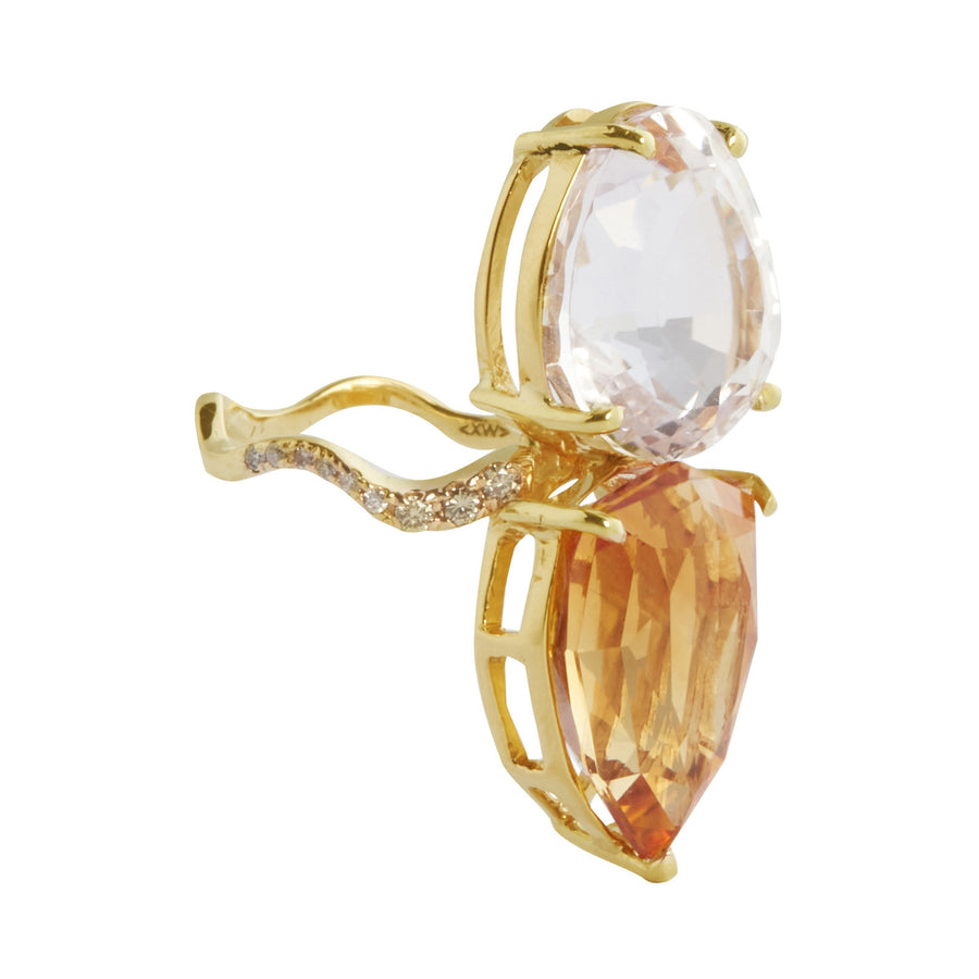 Xiao Wang One-Of-A-Kind Multi Shaped Citrine Galaxy Cocktail Ring - Rings - Broken English Jewelry side view