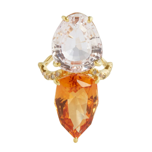 One-Of-A-Kind Multi Shaped Citrine Galaxy Cocktail Ring - Main Img