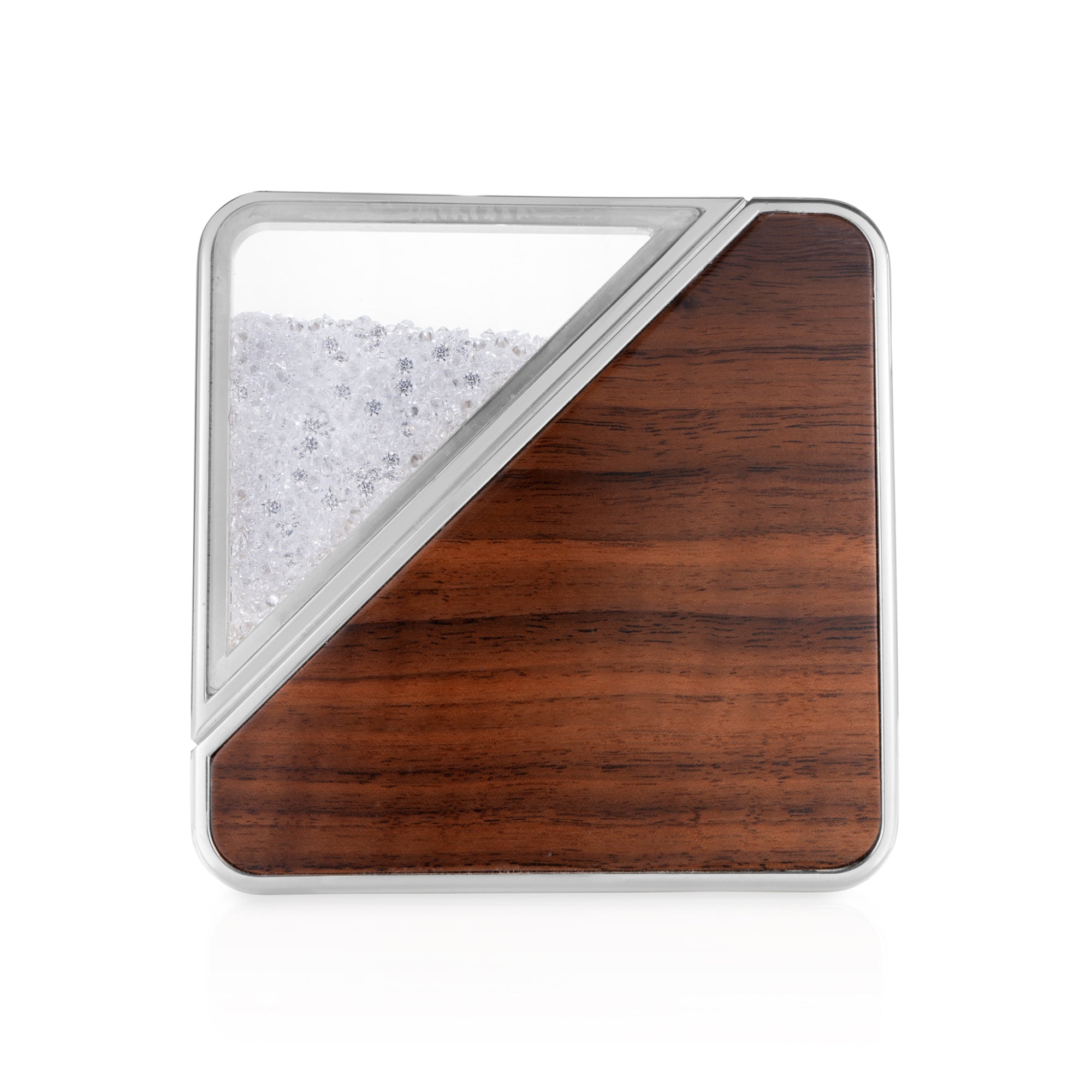 House of Glik Square Coaster Set Sterling Silver and Wood