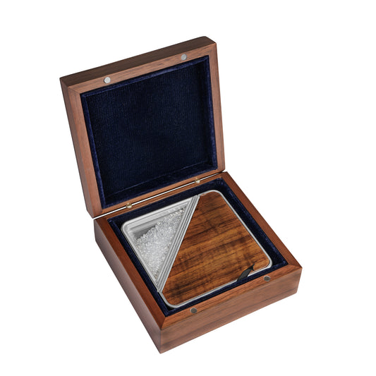 House of Glik Square Coaster Set Sterling Silver and Wood - Main Img