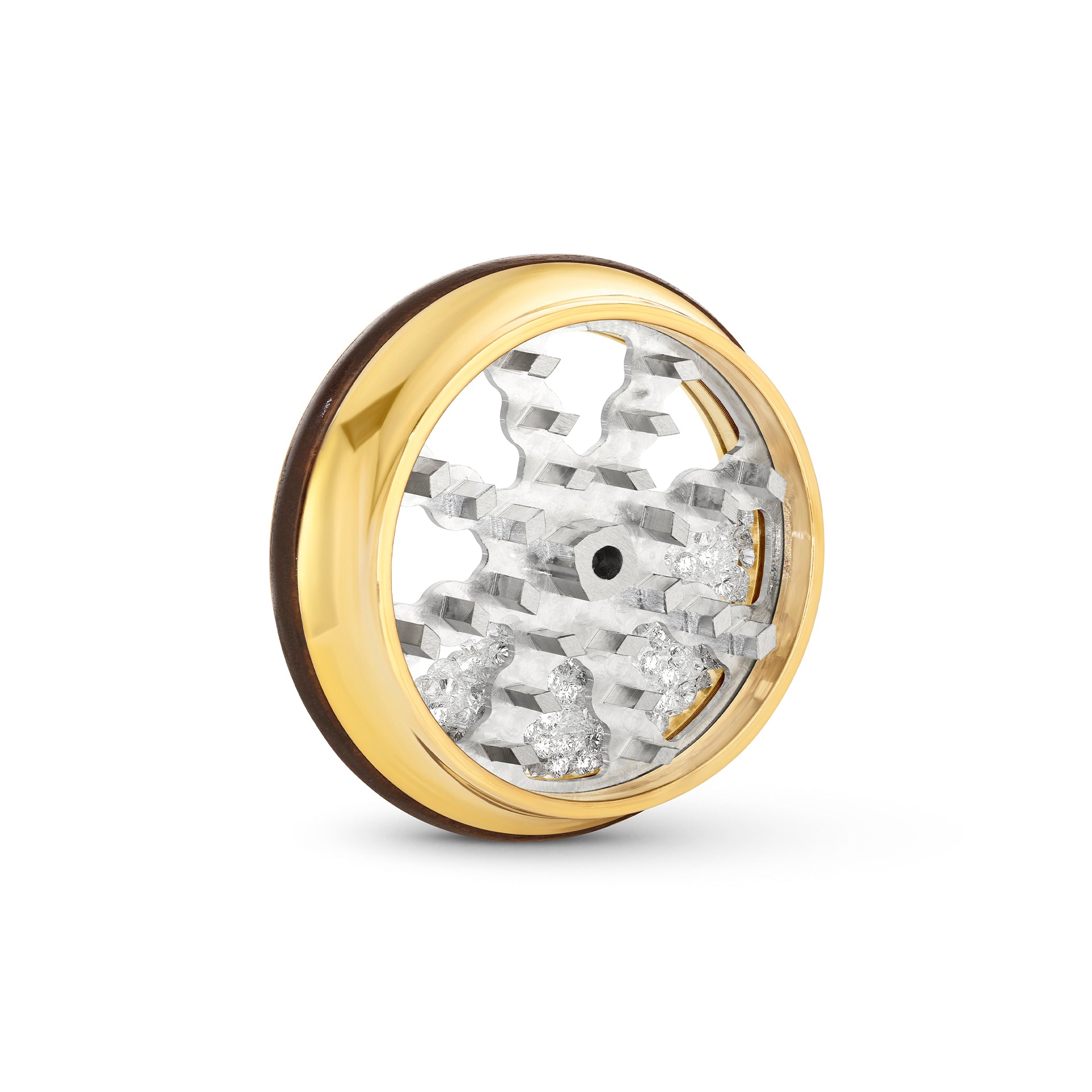 Cannabis Grinder with Cubic Zirconia Brass and Wood