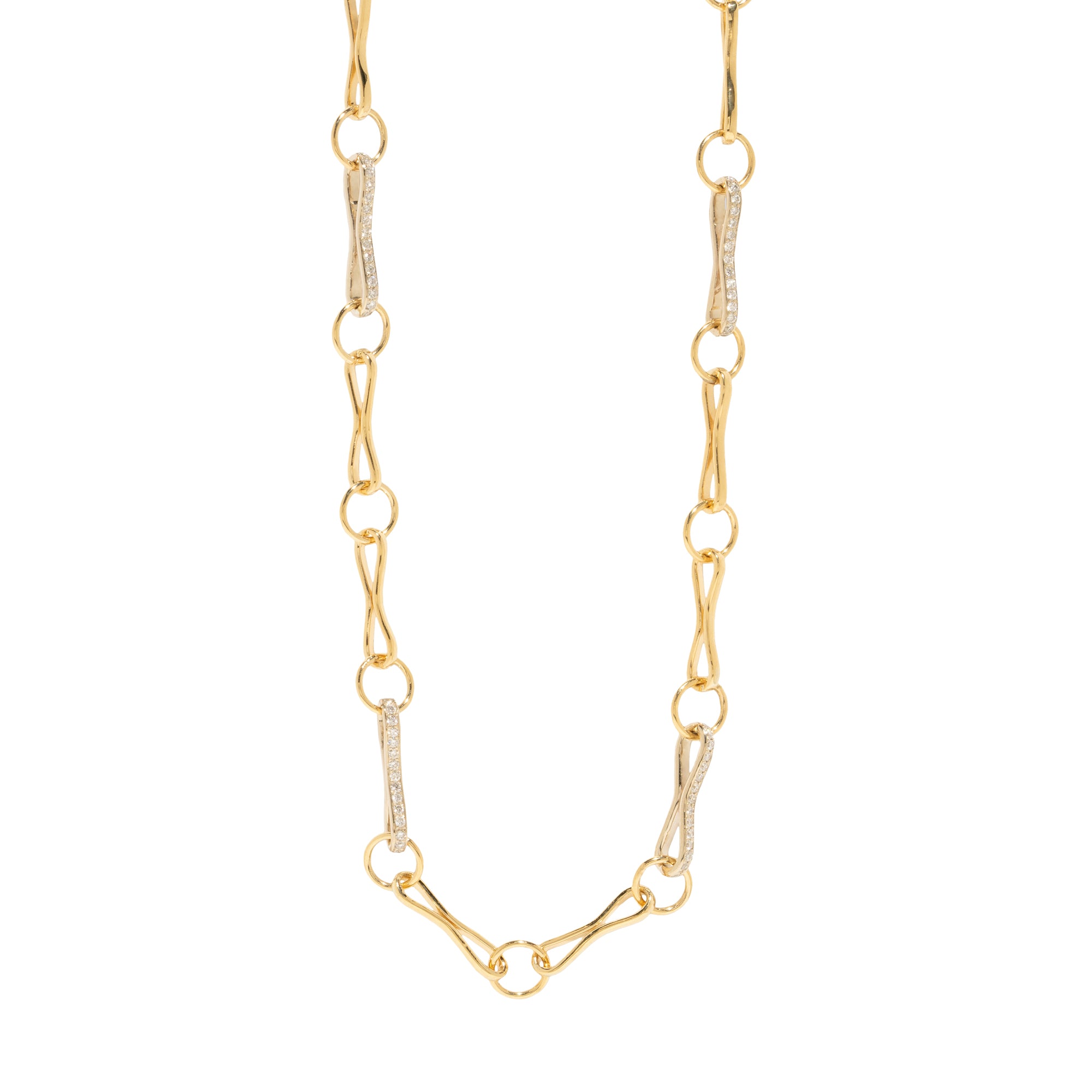 Diamond Large Motif Double Link Chain Necklace