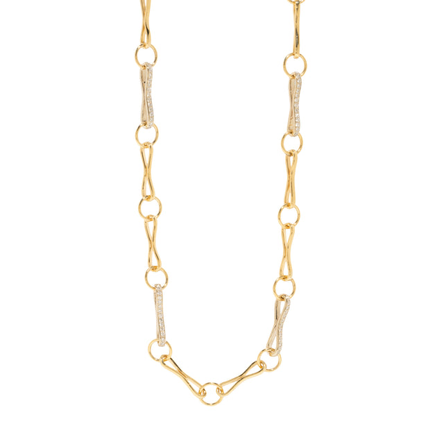 Diamond Large Motif Double Link Chain Necklace